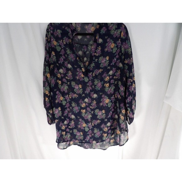 Teenbell Girls Multicolor Floral Long Sleeve Sheer Pullover Tunic Top Size 3XL - Picture 1 of 9